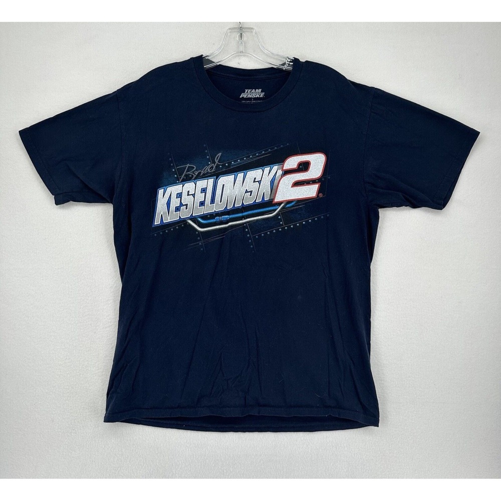 Brad Keselowski Nascar #2 T Shirt Team‎ Penske Size Large Blue Car Racing